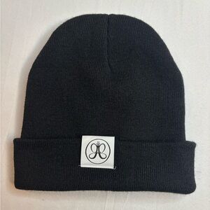 ABH Black Knit Beanie with Monogram Patch